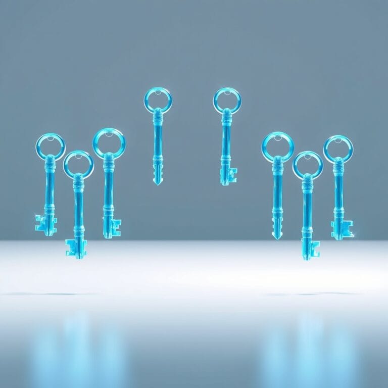 Illustration IA : dix clés lumineuses représentant les prompts ChatGPT productifs