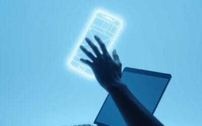 Illustration IA : hologramme d'application mobile créée avec Claude Code