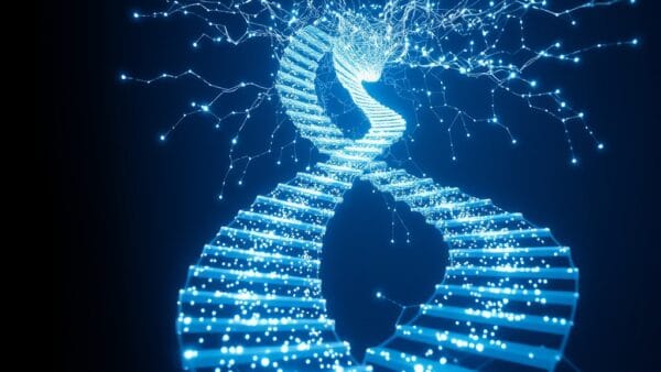 réseau neuronal luminescent avec données cascadant en spirale dorée, escaliers de machine learning ascendants, boussole d&rsquo;entraînement, bleu glacier et blanc pur, cinematic editorial, no text no letters no words no writing no signs no labels no watermarks no logos no typography no numbers on surfaces