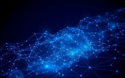 Cinematic editorial illustration of digital governance and European regulation, dark navy and blue color palette, abstract geometric patterns representing AI oversight, no text no letters no words no writing no signs no labels no watermarks no logos no typography no numbers on surfaces