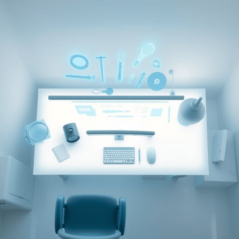 Illustration IA : espace de travail holographique avec Gemini dans Google Workspace