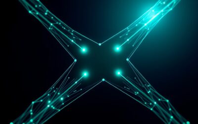 Four parallel luminous AI processing streams converging into a single synthesis point, emerald accent lighting on dark navy background, clean white key light illuminating the convergence node, geometric data flow patterns with glowing particle trails, minimalist tech composition with dramatic contrast, photographic macro lens perspective, no text no letters no words no characters no symbols no watermark