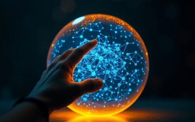 Illustration IA : main humaine touchant un orbe lumineux symbolisant ChatGPT