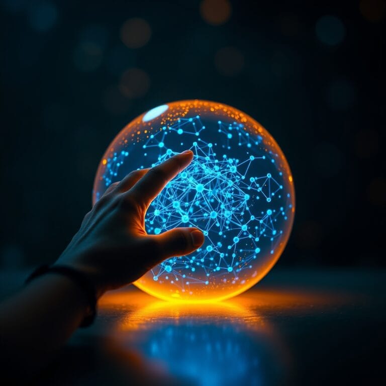 Illustration IA : main humaine touchant un orbe lumineux symbolisant ChatGPT