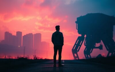 Illustration IA : silhouette à un carrefour symbolisant le remplacement par l'IA