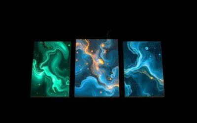 Illustration IA : trois toiles d'art IA comparant Midjourney, Firefly et Flux