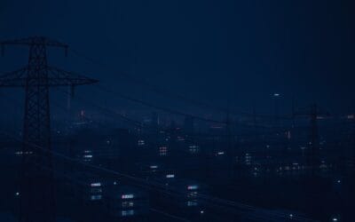 cinematic editorial dark navy blue financial market aesthetic, power grids, infrastructure, energy flows, investment growth visualizations, modern economic systems, no text no letters no words no writing no signs no labels no watermarks no logos no typography no numbers on surfaces