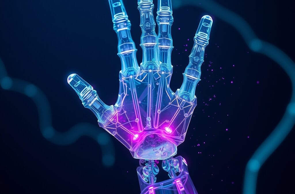 Illustration IA : bras robotique cristallin représentant OpenClaw l'agent open source