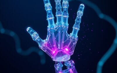 Illustration IA : bras robotique cristallin représentant OpenClaw l'agent open source