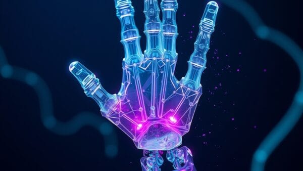 Illustration IA : bras robotique cristallin représentant OpenClaw l'agent open source