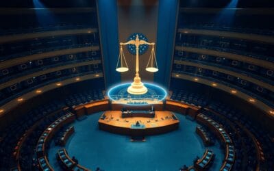 Illustration IA : hémicycle parlementaire européen protégeant les créateurs face à l'IA