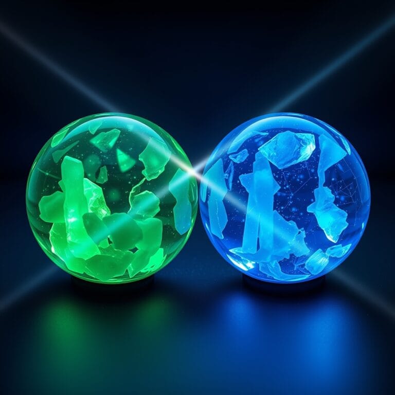 Illustration IA : deux sphères cristallines comparant Perplexity et ChatGPT