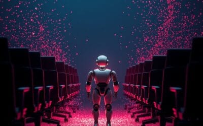 Illustration IA : chaises de bureau se dissolvant symbolisant la fin du modèle SaaS par siège