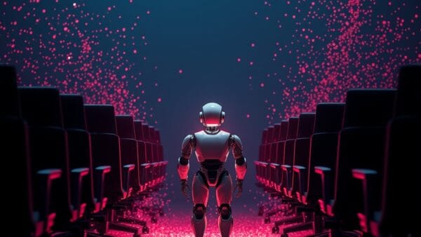 Illustration IA : chaises de bureau se dissolvant symbolisant la fin du modèle SaaS par siège