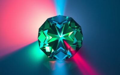 a brilliant gemstone splitting white light into a spectrum of colors representing multimodal AI capabilities, cinematic editorial photography, emerald green and blue palette, no text no letters no words no writing no signs no labels no watermarks no logos no typography no numbers on surfaces