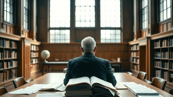 Lecteur de dos dans une salle d'étude consultant des rapports