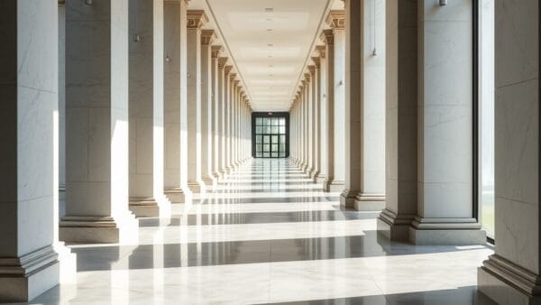 Couloir administratif evoquant les agences federales americaines