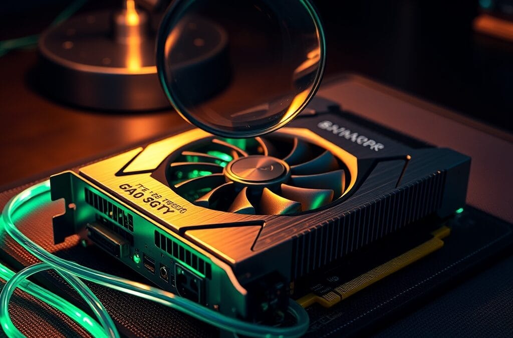 Carte graphique haute performance sur tapis antistatique