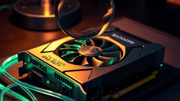 Carte graphique haute performance sur tapis antistatique