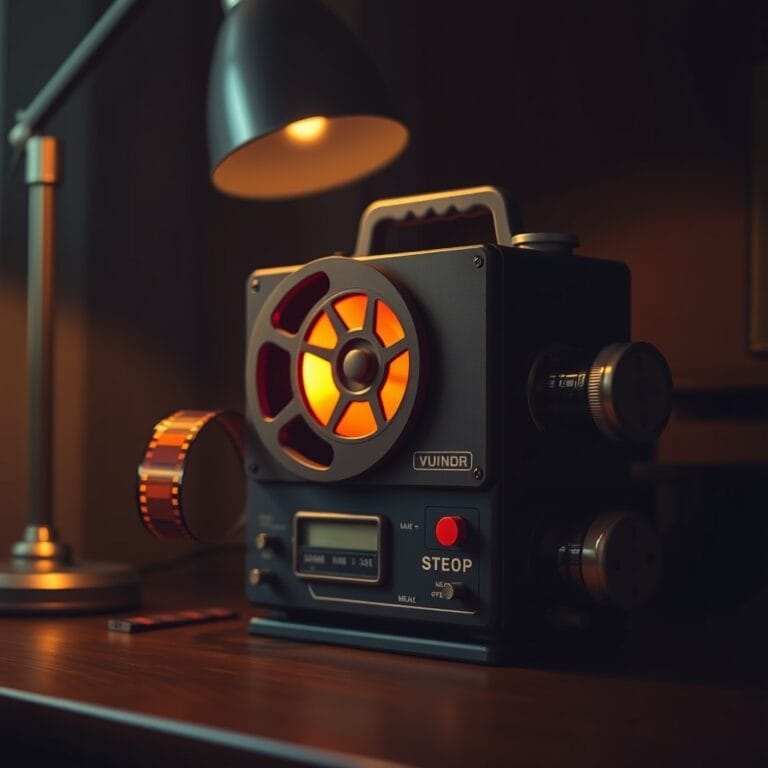 OpenAI ferme Sora : un million de dollars de pertes par jour et un aveu stratégique 10 Projecteur de film vintage avec bouton stop rouge sur bureau sombre