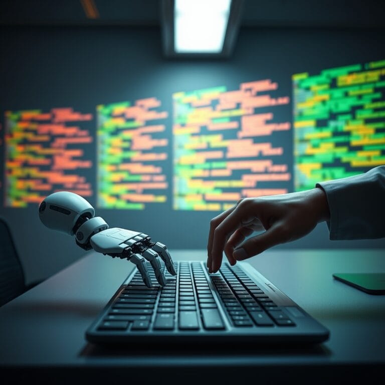 Replit lève 500 millions de dollars et promet de remplacer les développeurs juniors 8 Main robotique et main humaine atteignant le même clavier