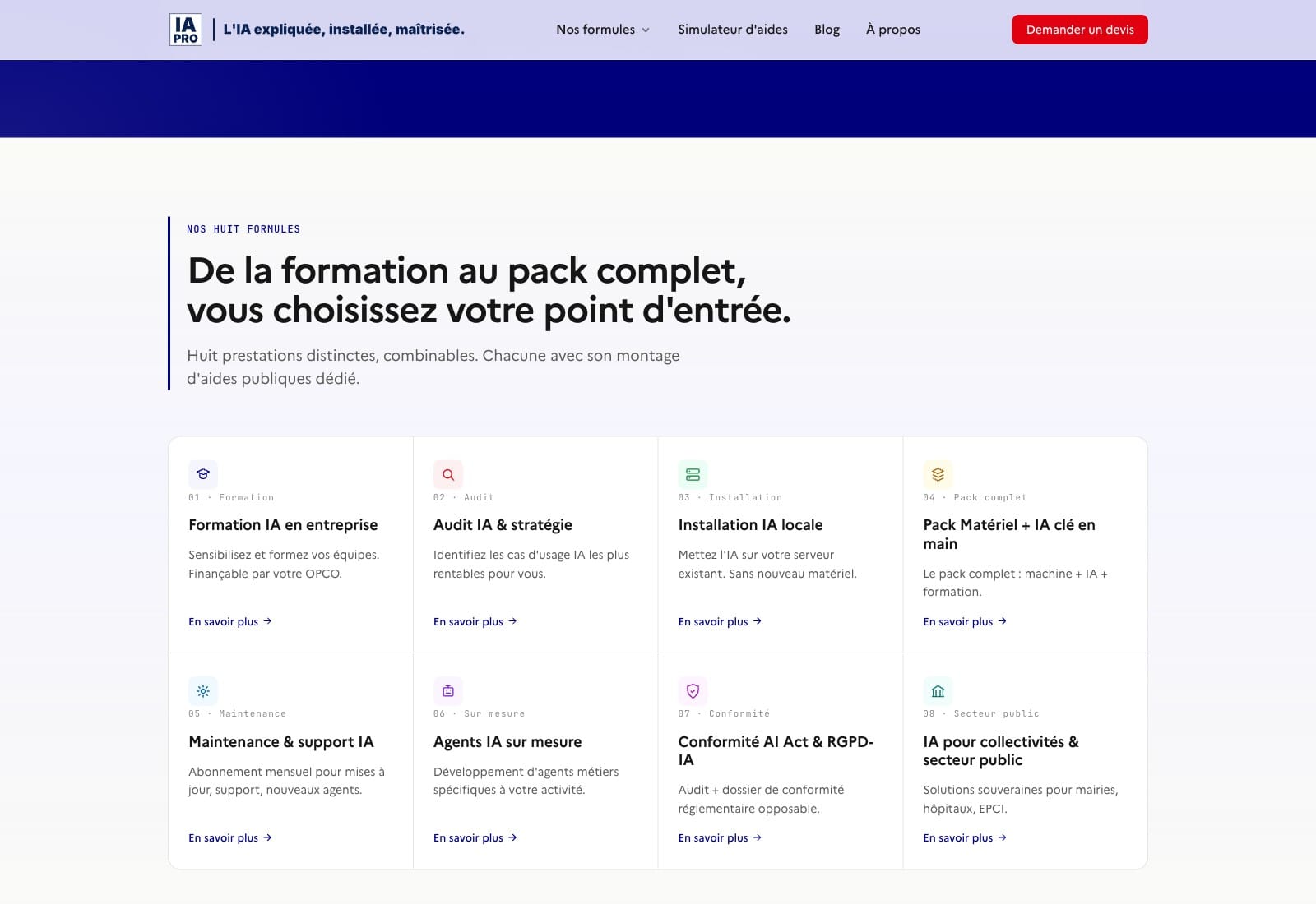 Les 8 formules de prestations IAPRO