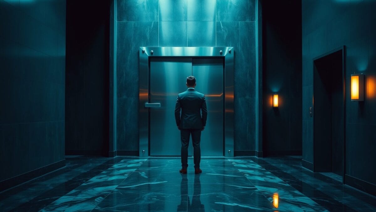 500 M$ investis sans fonds VC : le modèle Sabertooth 1 Porte blindée entrouverte dans un couloir institutionnel feutré, silhouette d'un investisseur de dos à distance.