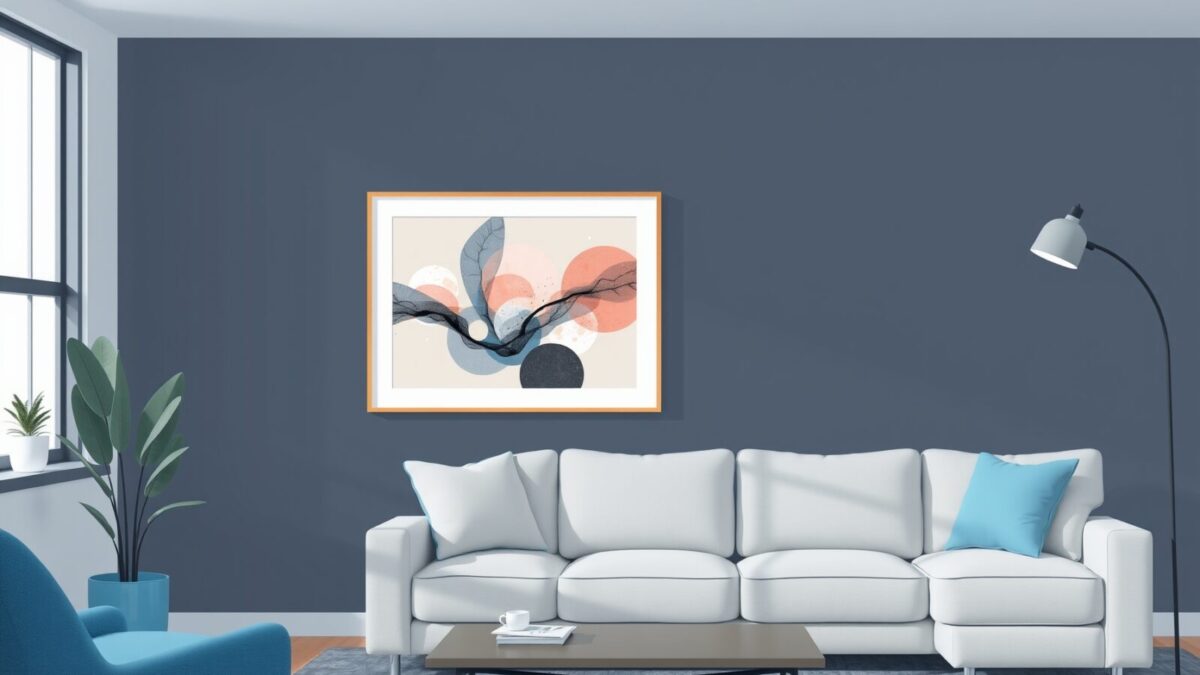 Le cadre connecté qui affiche des œuvres générées par l'IA 1 Cadre connecté e-ink affichant une œuvre générée par l'IA au mur