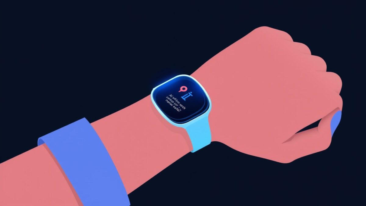 Montre connectée avec assistant IA Gemini au poignet