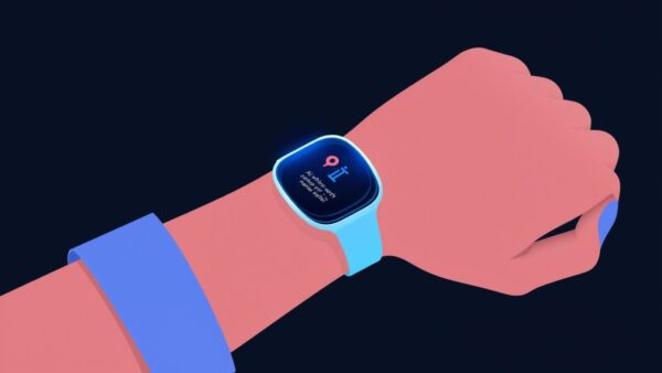 Montre connectée avec assistant IA Gemini au poignet