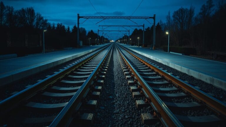10x promis, 2x réel : le vrai prix du code généré par l'IA 1 Une voie ferrée qui bifurque en deux directions au crépuscule, rails d'acier patinés.