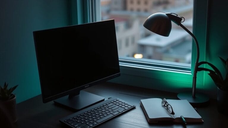 Coin bureau de télétravail avec écran portable et carnet