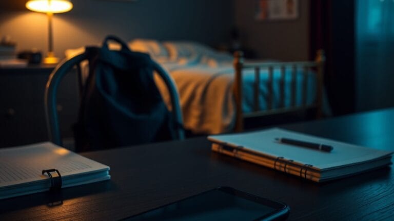 Bureau d'adolescent avec téléphone posé face contre table